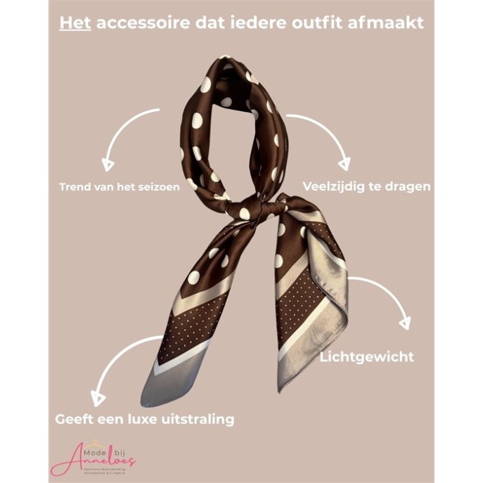 Dames sjaal korte hals sjaaltjes 531 polka dots bruin